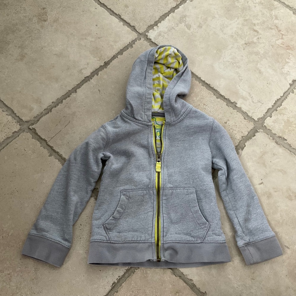 Mini‎ Boden Kids 2-3Y Gray Zip Up Hoodie Sweatshirt Lined Hood Cotton